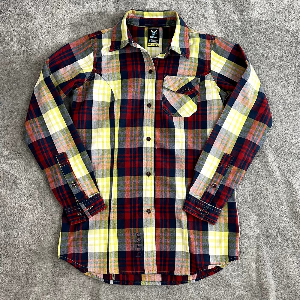 Burton Dryride Plaid Shirt Womens XS Button Front Long Sleeve Outdoor